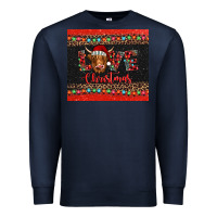 Navy love christmas highland cow and turquoise gemstone Premium Sweatshirt - Jasminsmagicworld