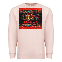 Pale Pink love christmas highland cow and turquoise gemstone Premium Sweatshirt - Jasminsmagicworld