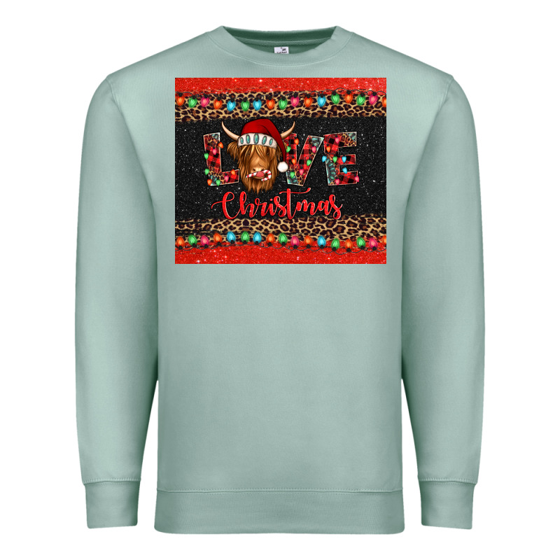 Love Christmas Highland Cow And Turquoise Gemstone Premium Sweatshirt by Jasminsmagicworld | Teevron