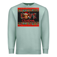 Seafoam love christmas highland cow and turquoise gemstone Premium Sweatshirt - Jasminsmagicworld