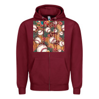 Baseball Leopard Seamless Pattern Zipper Hoodie | Teevron