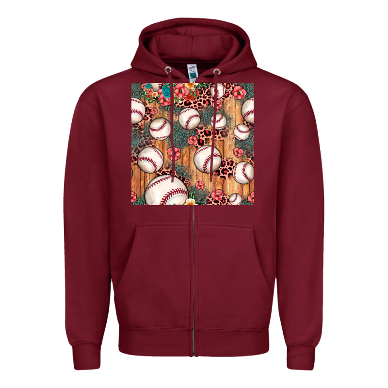 Baseball Leopard Seamless Pattern Zipper Hoodie by JahusDesignShop | Teevron