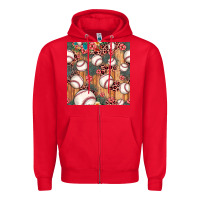 Red baseball leopard seamless pattern Zipper Hoodie - JahusDesignShop