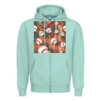 Seafoam baseball leopard seamless pattern Zipper Hoodie - JahusDesignShop