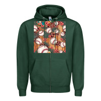 Sports Green baseball leopard seamless pattern Zipper Hoodie - JahusDesignShop