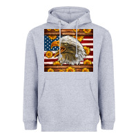 Heather Grey American Flag Eagle Heavyweight Hoodie - LillyAllenDesigns