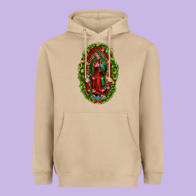 Our Lady Of Guadalupe Christmas Heavyweight Hoodie Designed By Jasminsmagicworld