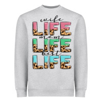 Heather Grey wife life mom life best life Heavyweight Sweatshirt - MaliasSmallBusiness