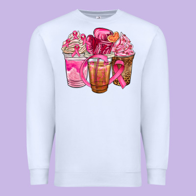 Breast Cancer Coffee Cups Premium Sweatshirt Designed By Nancycooperartshop