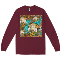 Burgundy sunflowers charolais cow seamless pattern Long Sleeve Tee - HRA Design Shop