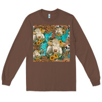 Chestnut sunflowers charolais cow seamless pattern Long Sleeve Tee - HRA Design Shop