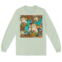 Matcha sunflowers charolais cow seamless pattern Long Sleeve Tee - HRA Design Shop