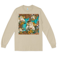 Mushroom sunflowers charolais cow seamless pattern Long Sleeve Tee - HRA Design Shop