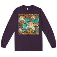 Plum sunflowers charolais cow seamless pattern Long Sleeve Tee - HRA Design Shop