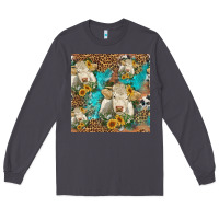 Smoke sunflowers charolais cow seamless pattern Long Sleeve Tee - HRA Design Shop