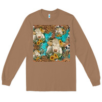 Toasted Coconut sunflowers charolais cow seamless pattern Long Sleeve Tee - HRA Design Shop