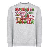 Heather Grey running on iced coffee and christmas cheer Heavyweight Sweatshirt - MaliasSmallBusiness