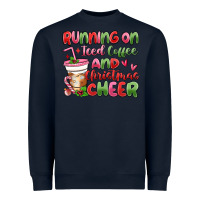 Navy running on iced coffee and christmas cheer Heavyweight Sweatshirt - MaliasSmallBusiness
