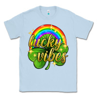 Dusty Blue Lucky vibes st. patricks day Classic Tee - Neo Western