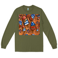 Army Green patriotic popsicles seamless pattern Long Sleeve Tee - HRA Design Shop
