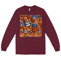 Burgundy patriotic popsicles seamless pattern Long Sleeve Tee - HRA Design Shop
