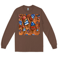 Chestnut patriotic popsicles seamless pattern Long Sleeve Tee - HRA Design Shop