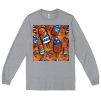 Heather Grey patriotic popsicles seamless pattern Long Sleeve Tee - HRA Design Shop