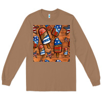 Toasted Coconut patriotic popsicles seamless pattern Long Sleeve Tee - HRA Design Shop