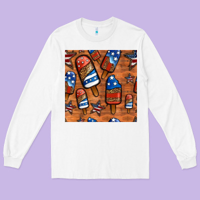 Patriotic Popsicles Seamless Pattern Long Sleeve Tee Designed By Hra Design Shop