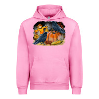 Fuchsia Pink Fall Background With Crow Urban Hoodie - LillyAllenDesigns