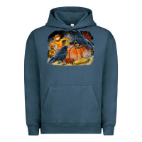 Pigment Midnight Navy Fall Background With Crow Urban Hoodie - LillyAllenDesigns