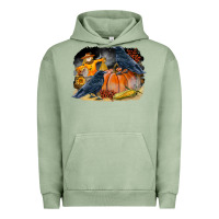 Pigment Oil Green Fall Background With Crow Urban Hoodie - LillyAllenDesigns