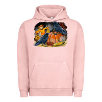 Pigment Salmon Fall Background With Crow Urban Hoodie - LillyAllenDesigns