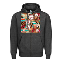 Charcoal Heather baseball leopard cowhide turquoise seamless pattern Zipper Hoodie - JahusDesignShop