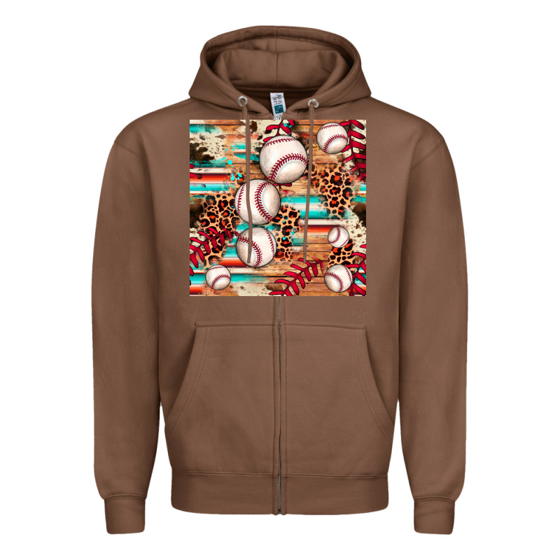 Baseball Leopard Cowhide Turquoise Seamless Pattern Zipper Hoodie by JahusDesignShop | Teevron
