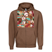 Chestnut baseball leopard cowhide turquoise seamless pattern Zipper Hoodie - JahusDesignShop