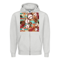 Dove Grey baseball leopard cowhide turquoise seamless pattern Zipper Hoodie - JahusDesignShop