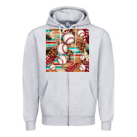 Heather Grey baseball leopard cowhide turquoise seamless pattern Zipper Hoodie - JahusDesignShop
