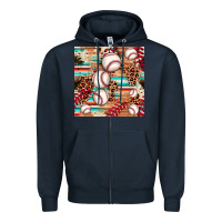 Navy baseball leopard cowhide turquoise seamless pattern Zipper Hoodie - JahusDesignShop