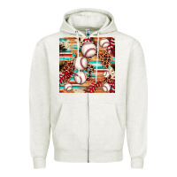 Oatmeal Heather baseball leopard cowhide turquoise seamless pattern Zipper Hoodie - JahusDesignShop