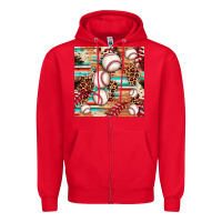 Red baseball leopard cowhide turquoise seamless pattern Zipper Hoodie - JahusDesignShop