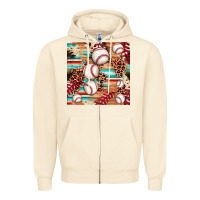 Sandshell baseball leopard cowhide turquoise seamless pattern Zipper Hoodie - JahusDesignShop