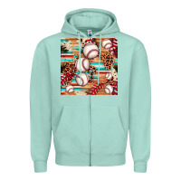 Seafoam baseball leopard cowhide turquoise seamless pattern Zipper Hoodie - JahusDesignShop