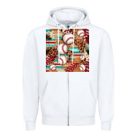 White baseball leopard cowhide turquoise seamless pattern Zipper Hoodie - JahusDesignShop