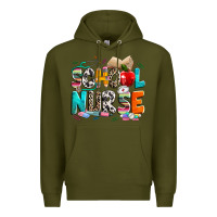 Army Green school nurse Premium Hoodie - NancyCooperArtShop