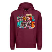 Burgundy school nurse Premium Hoodie - NancyCooperArtShop