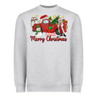 Heather Grey merry christmas truck Heavyweight Sweatshirt - MaliasSmallBusiness