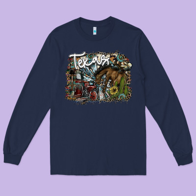 Texas Long Sleeve Tee Designed By Sublimationcraftshop