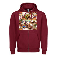 Burgundy baseball leopard cowhide sunflower seamless pattern Zipper Hoodie - JahusDesignShop