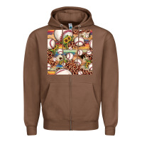Chestnut baseball leopard cowhide sunflower seamless pattern Zipper Hoodie - JahusDesignShop